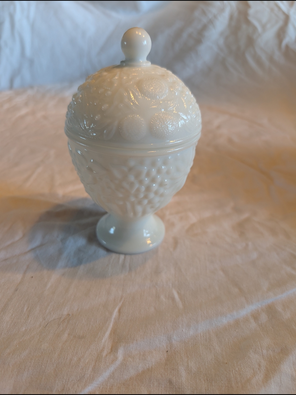 2/40$ Vintage White Milk Glass Pedestal small covered candy dish
